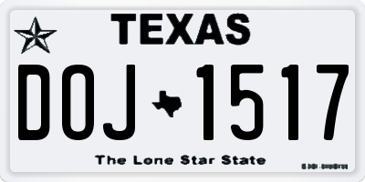 TX license plate DOJ1517