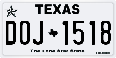 TX license plate DOJ1518