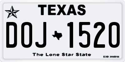 TX license plate DOJ1520