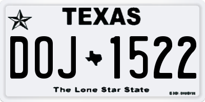 TX license plate DOJ1522