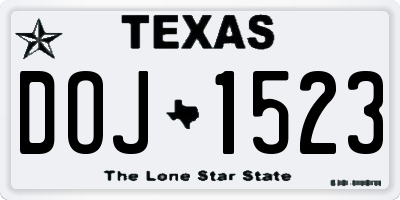 TX license plate DOJ1523