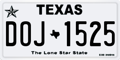 TX license plate DOJ1525