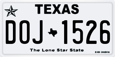 TX license plate DOJ1526