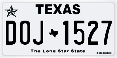 TX license plate DOJ1527