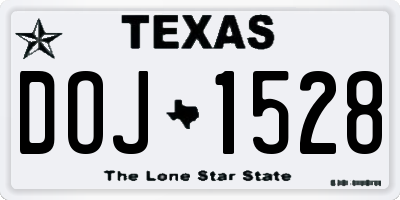 TX license plate DOJ1528