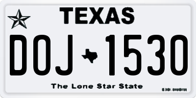 TX license plate DOJ1530