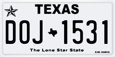 TX license plate DOJ1531