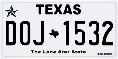 TX license plate DOJ1532