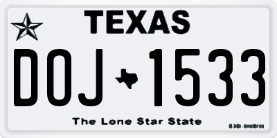 TX license plate DOJ1533