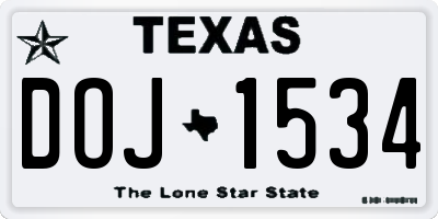 TX license plate DOJ1534