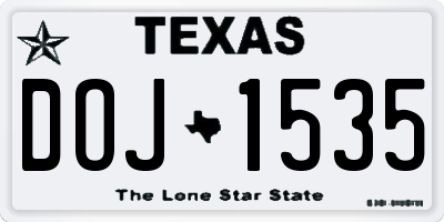 TX license plate DOJ1535