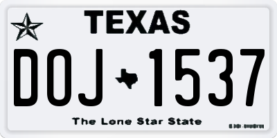 TX license plate DOJ1537
