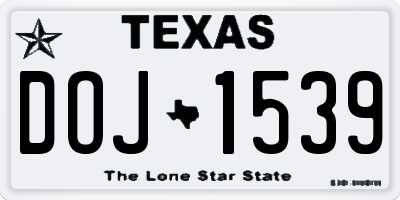 TX license plate DOJ1539