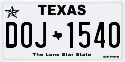 TX license plate DOJ1540