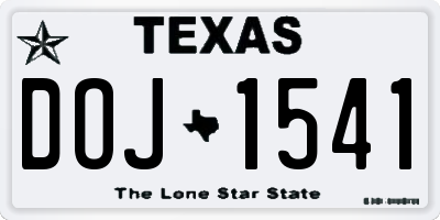TX license plate DOJ1541
