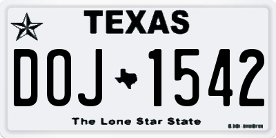 TX license plate DOJ1542