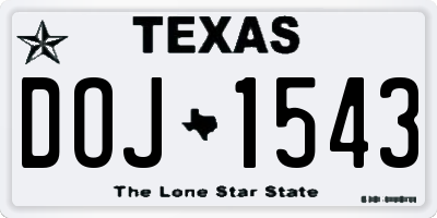 TX license plate DOJ1543