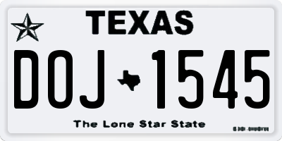 TX license plate DOJ1545