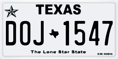 TX license plate DOJ1547