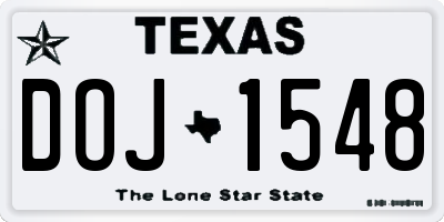 TX license plate DOJ1548