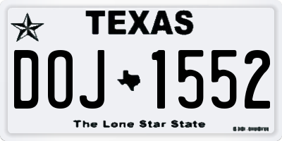 TX license plate DOJ1552