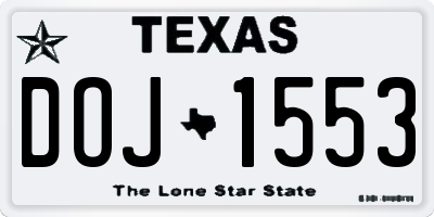 TX license plate DOJ1553