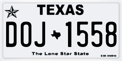 TX license plate DOJ1558