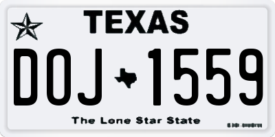 TX license plate DOJ1559