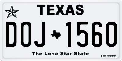 TX license plate DOJ1560