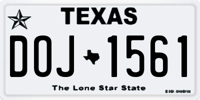TX license plate DOJ1561