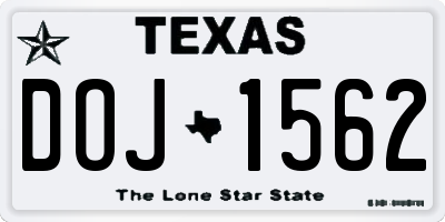 TX license plate DOJ1562
