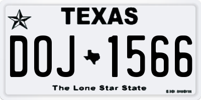 TX license plate DOJ1566