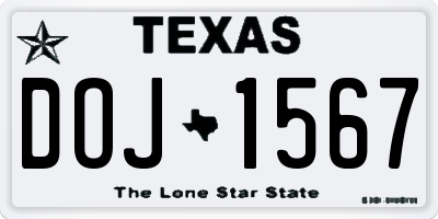 TX license plate DOJ1567