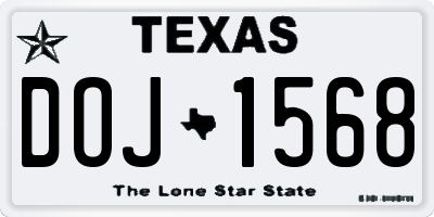 TX license plate DOJ1568