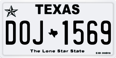 TX license plate DOJ1569