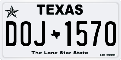 TX license plate DOJ1570