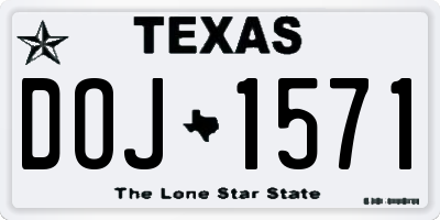 TX license plate DOJ1571