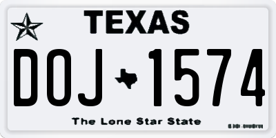 TX license plate DOJ1574