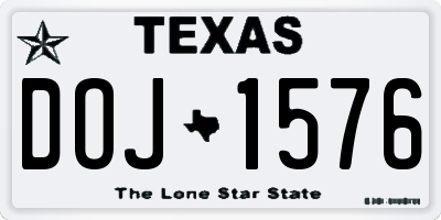 TX license plate DOJ1576