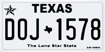 TX license plate DOJ1578
