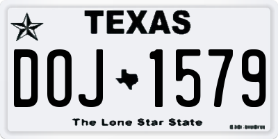 TX license plate DOJ1579