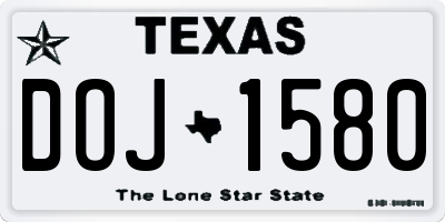 TX license plate DOJ1580