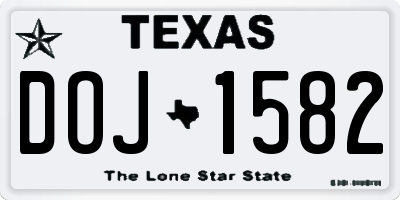 TX license plate DOJ1582