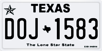 TX license plate DOJ1583