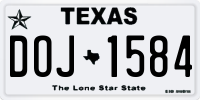 TX license plate DOJ1584