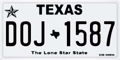 TX license plate DOJ1587