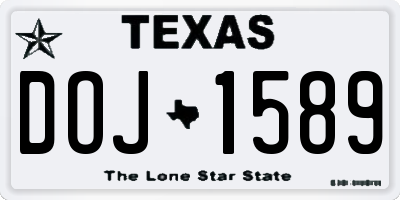 TX license plate DOJ1589