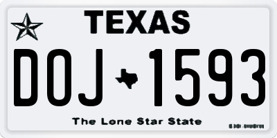 TX license plate DOJ1593