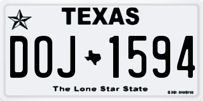TX license plate DOJ1594