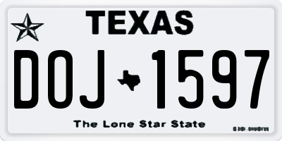 TX license plate DOJ1597